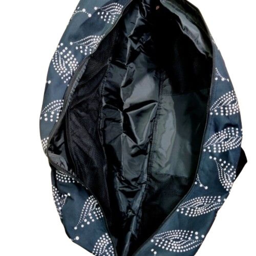 Warrior2 Black Duffel Bag Gym Travel Yoga Weekender Duffle Carryall Dot Print - Picture 6 of 6